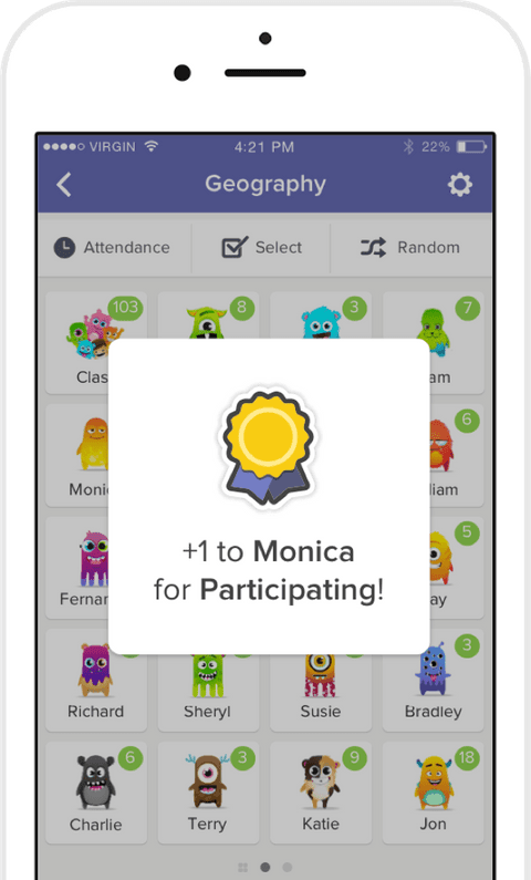 ClassDojo app on cellphone